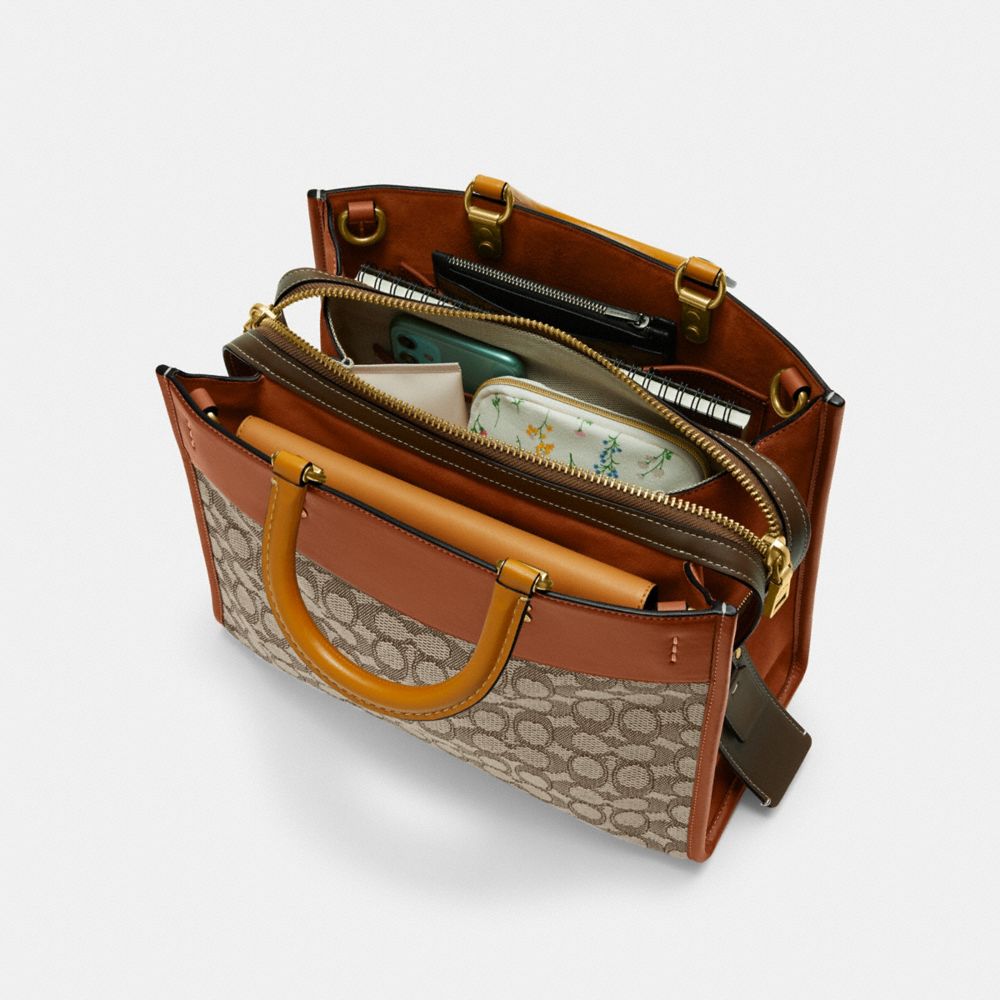 Brown / Grey Women COACH® Rogue In Signature Textile Jacquard Handbag | NZ LIQ846