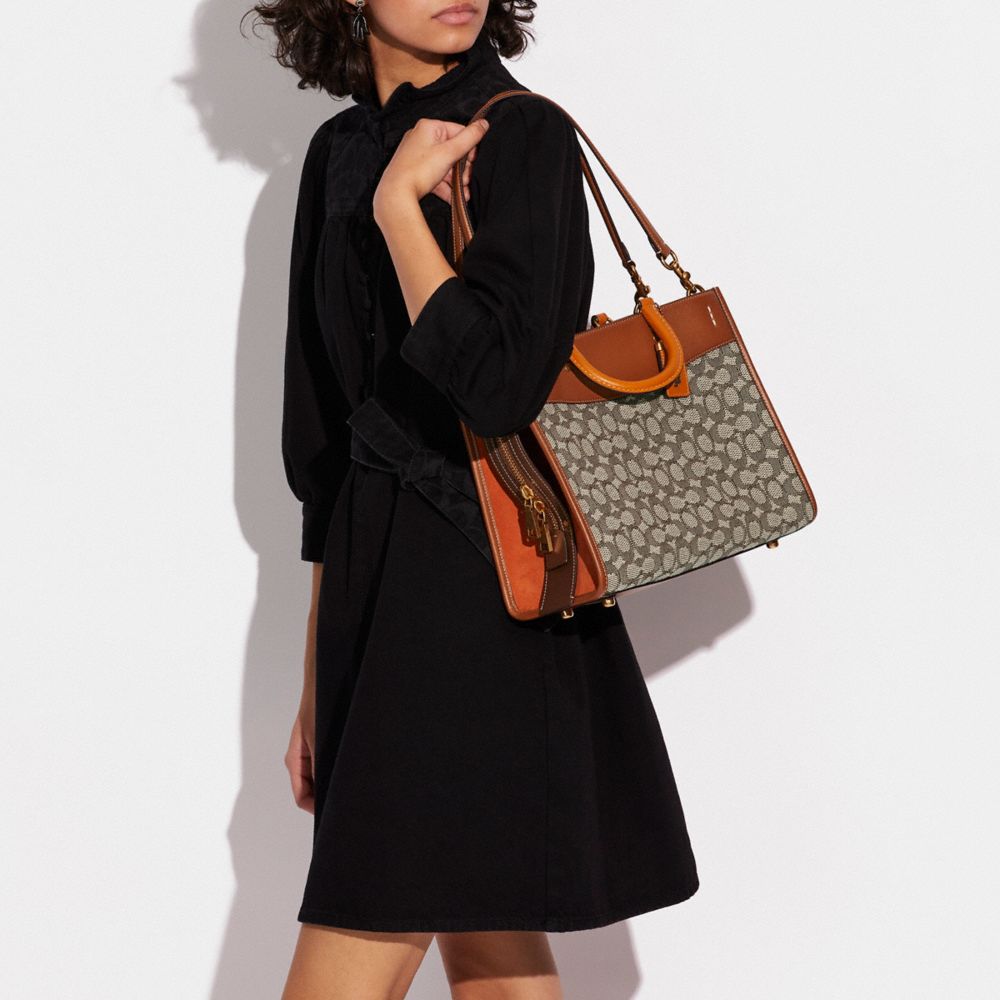 Brown / Grey Women COACH® Rogue In Signature Textile Jacquard Handbag | NZ LIQ846