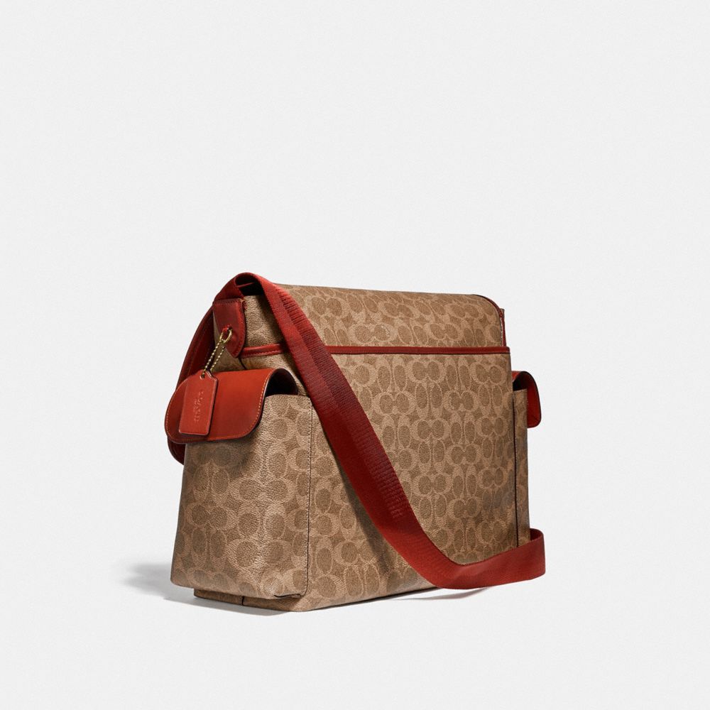 Brown / Red Women COACH® Baby Messenger In Signature Canvas Handbag | NZ OKQ819