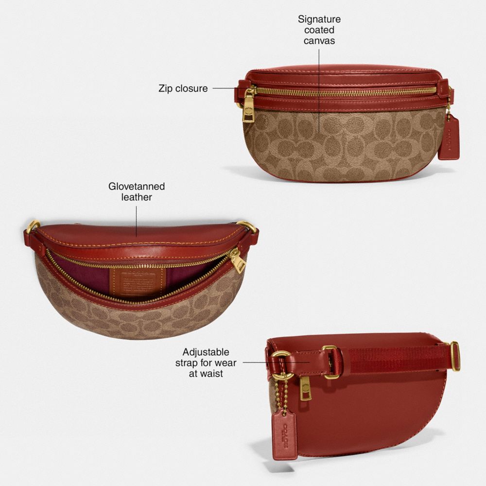 Brown / Red Women COACH® Bethany In Signature Canvas Belt Bags | NZ RVJ727