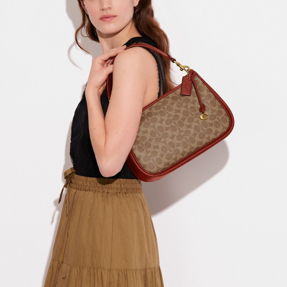 Brown / Red Women COACH® Cary In Signature Canvas Crossbody Bag | NZ ILR768