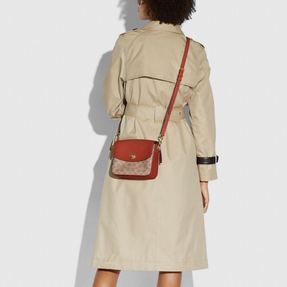 Brown / Red Women COACH® Cassie 19 In Signature Canvas Crossbody Bag | NZ RVI772