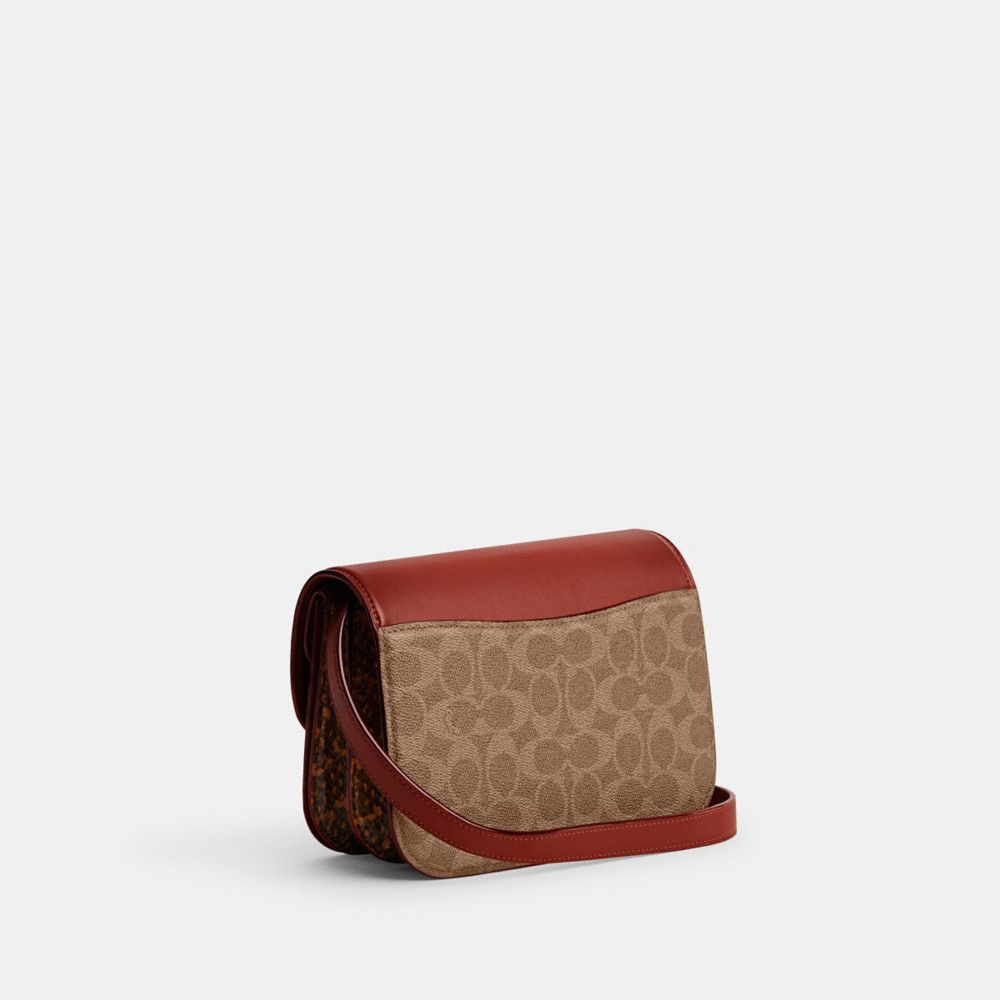 Brown / Red Women COACH® Idol In Signature Canvas With Snakeskin Detail Handbag | NZ UZH834