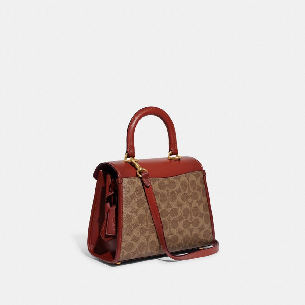 Brown / Red Women COACH® Sammy Top Handle In Signature Canvas Handbag | NZ VRT850