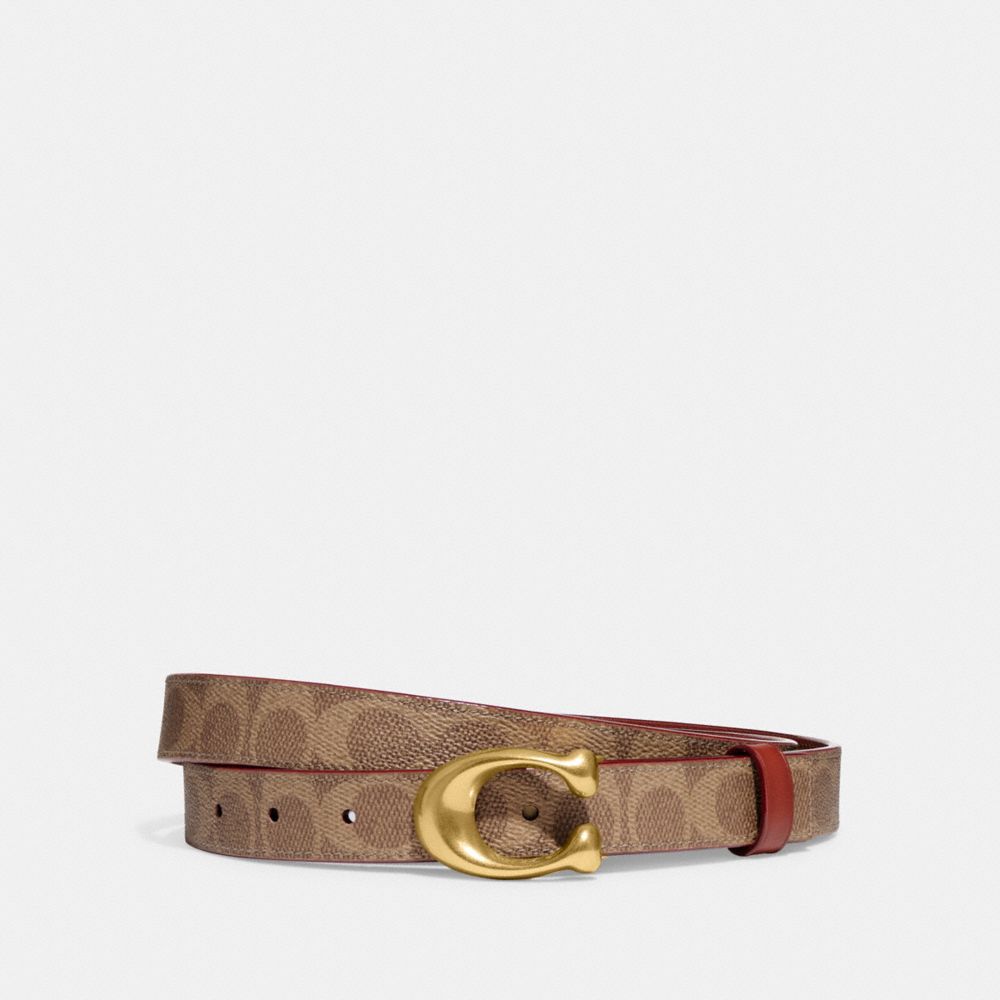 Brown / Red Women COACH® Sculpted C Buckle Cut To Size Reversible, 25 Mm Belt | NZ AHQ630