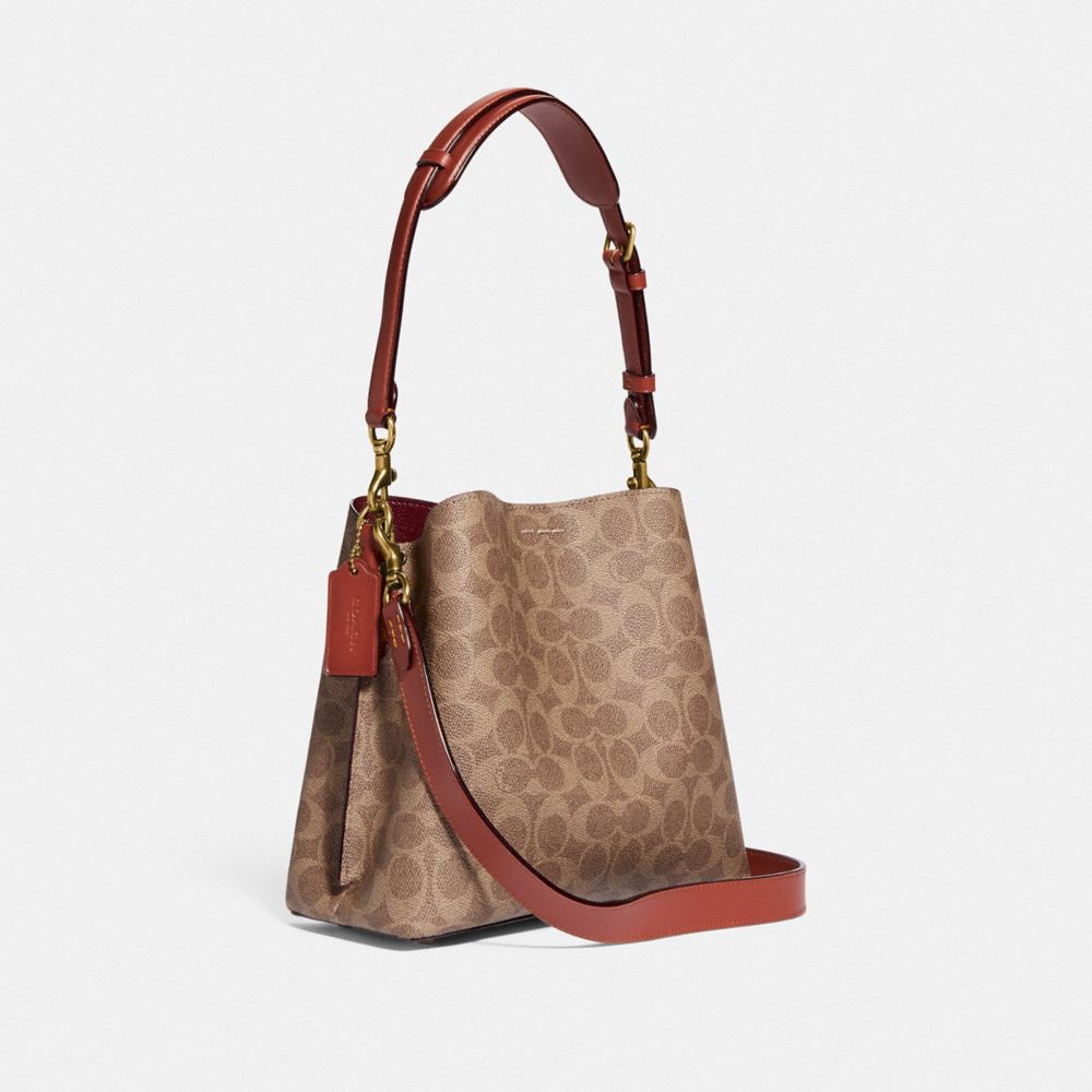 Brown / Red Women COACH® Willow In Signature Canvas Bucket Bags | NZ KOR741