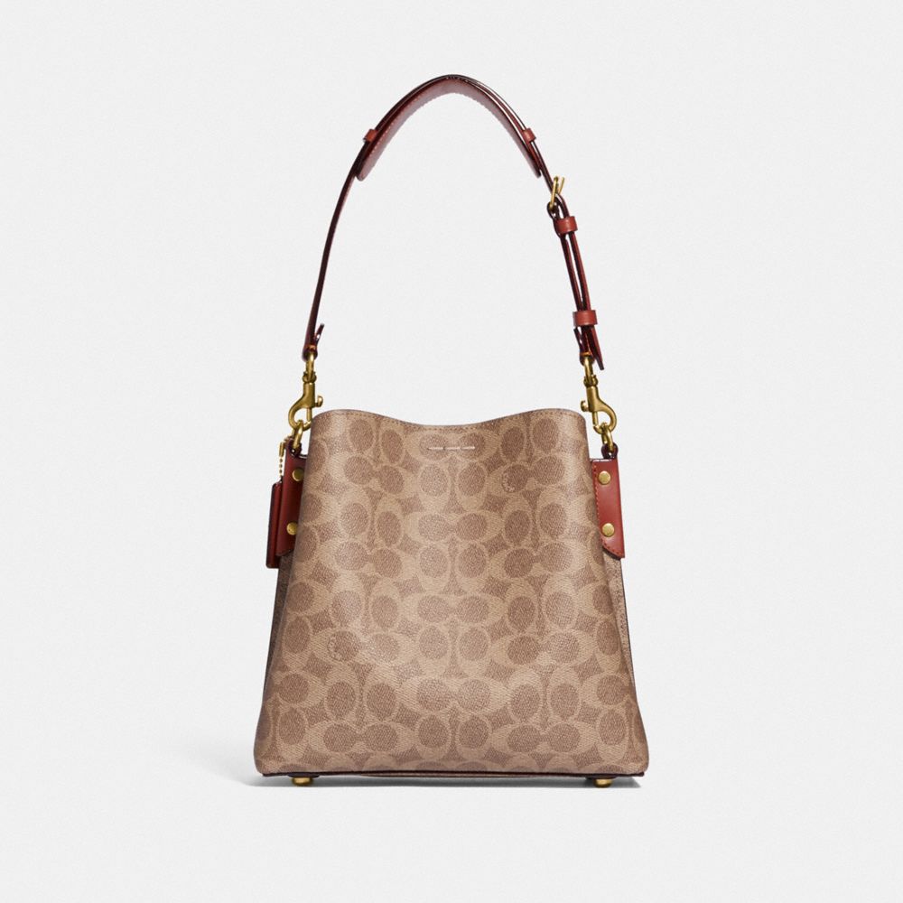 Brown / Red Women COACH® Willow In Signature Canvas Bucket Bags | NZ KOR741