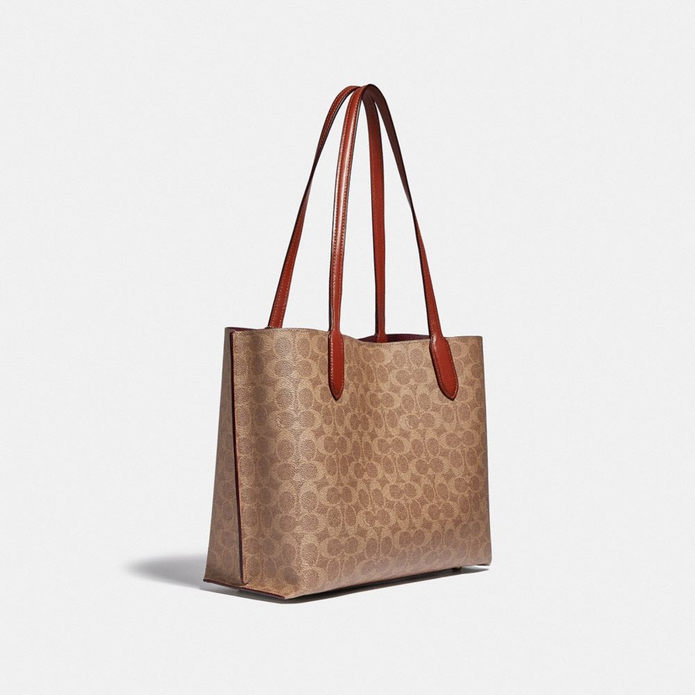 Brown / Red Women COACH® Willow In Signature Canvas Tote Bag | NZ MQR957