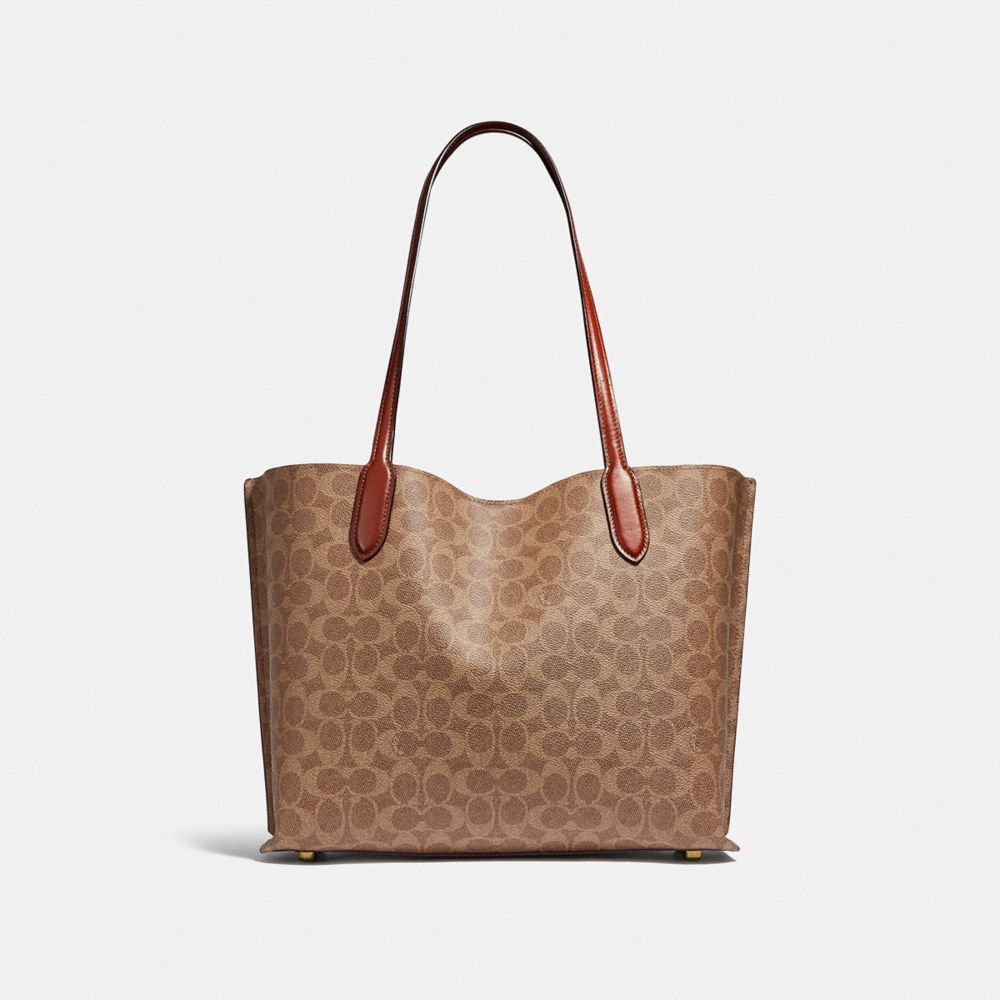 Brown / Red Women COACH® Willow In Signature Canvas Tote Bag | NZ MQR957