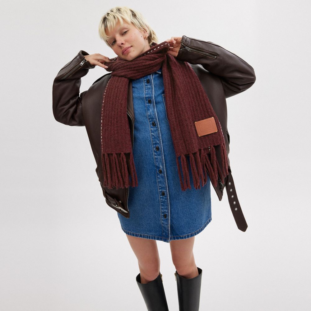 Burgundy Women COACH® Chunky Oversized Muffler Scarf | NZ FDW658