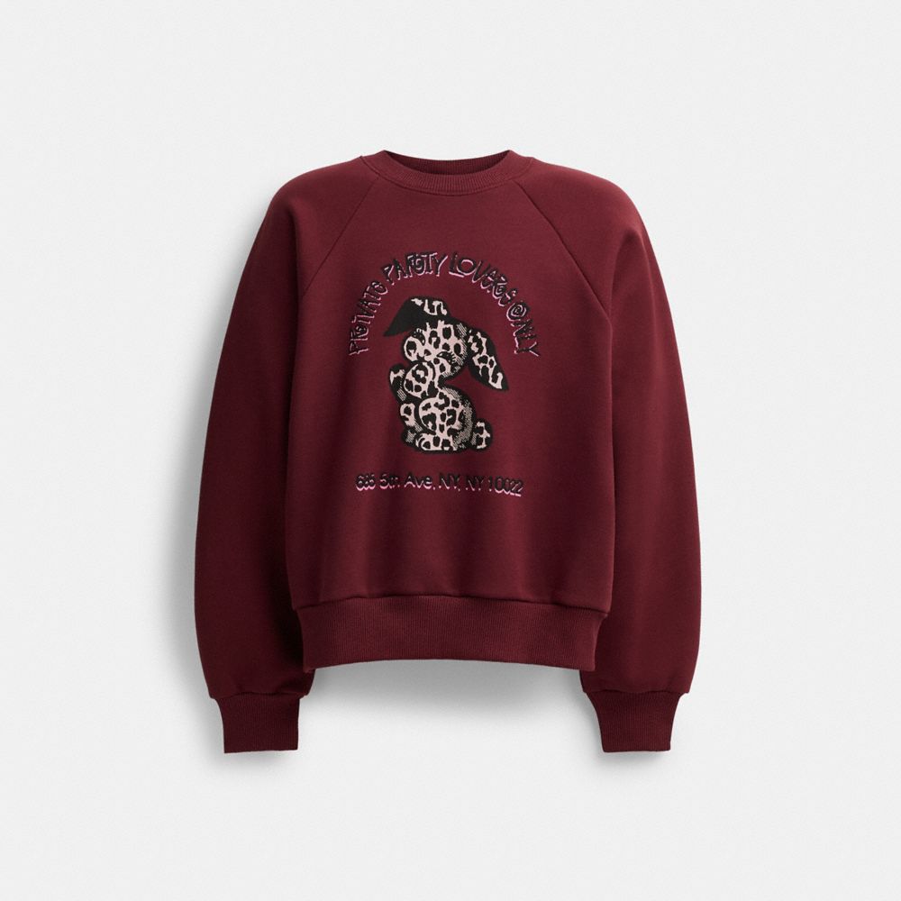 Burgundy Women COACH® The Lil Nas X Drop Bunny Crewneck Sweatshirt | NZ MQV490