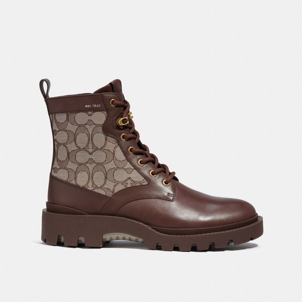 Coffee Men COACH® Citysole Lace Up In Signature Jacquard Boots | NZ YXH105