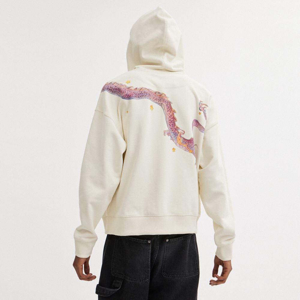 Cream Men COACH® New Yearie Sweatshirt With Dragon Hoodie | NZ EBY149