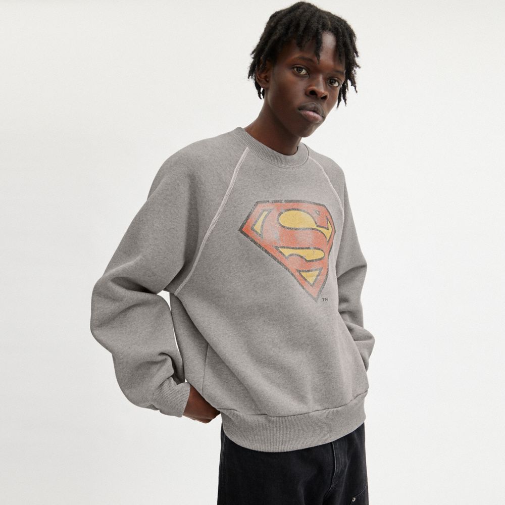 Dark Grey Women COACH® | Dc Superman Crewneck Hoodie | NZ TCE416