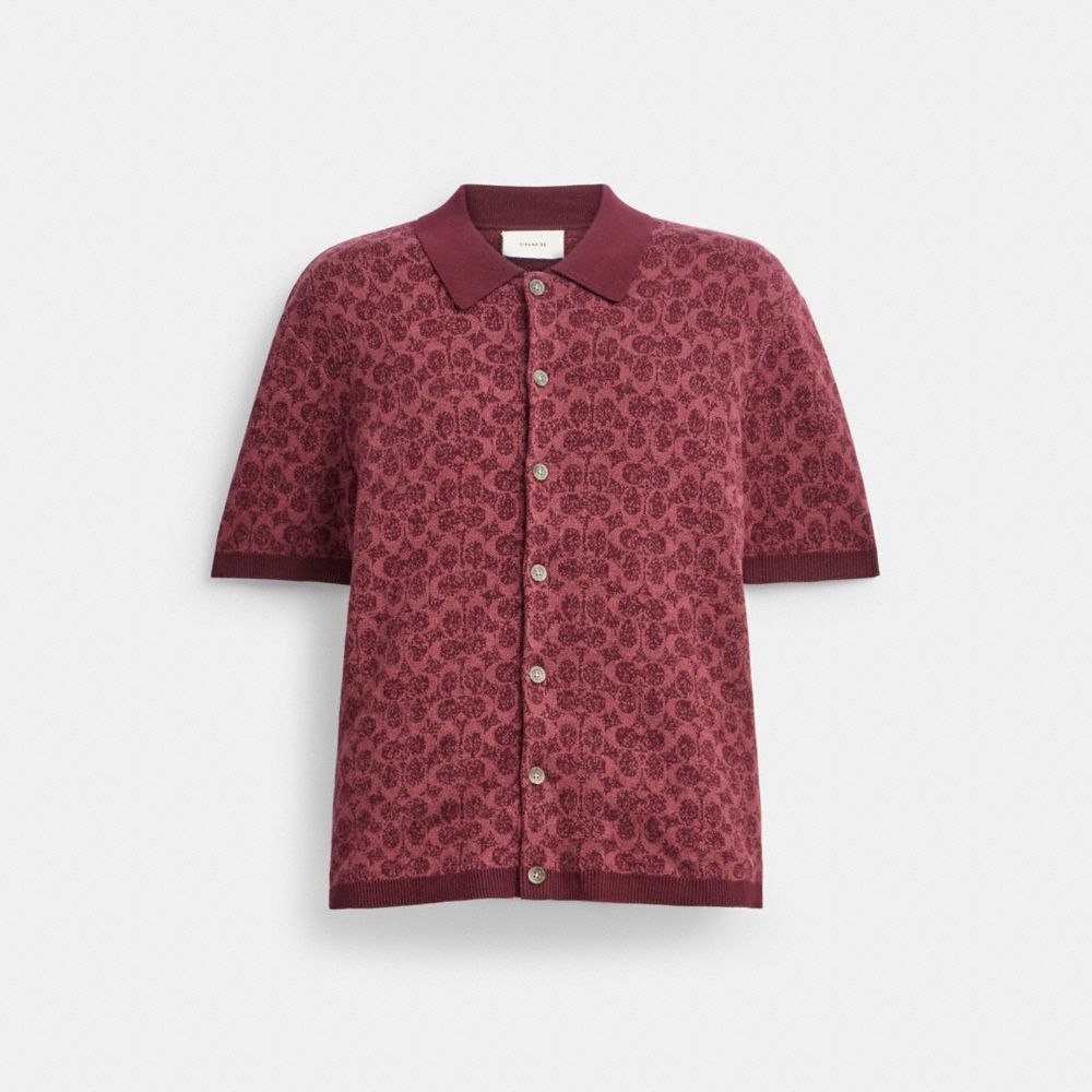 Dark Red Men COACH® Signature Polo Shirt | NZ CTE173