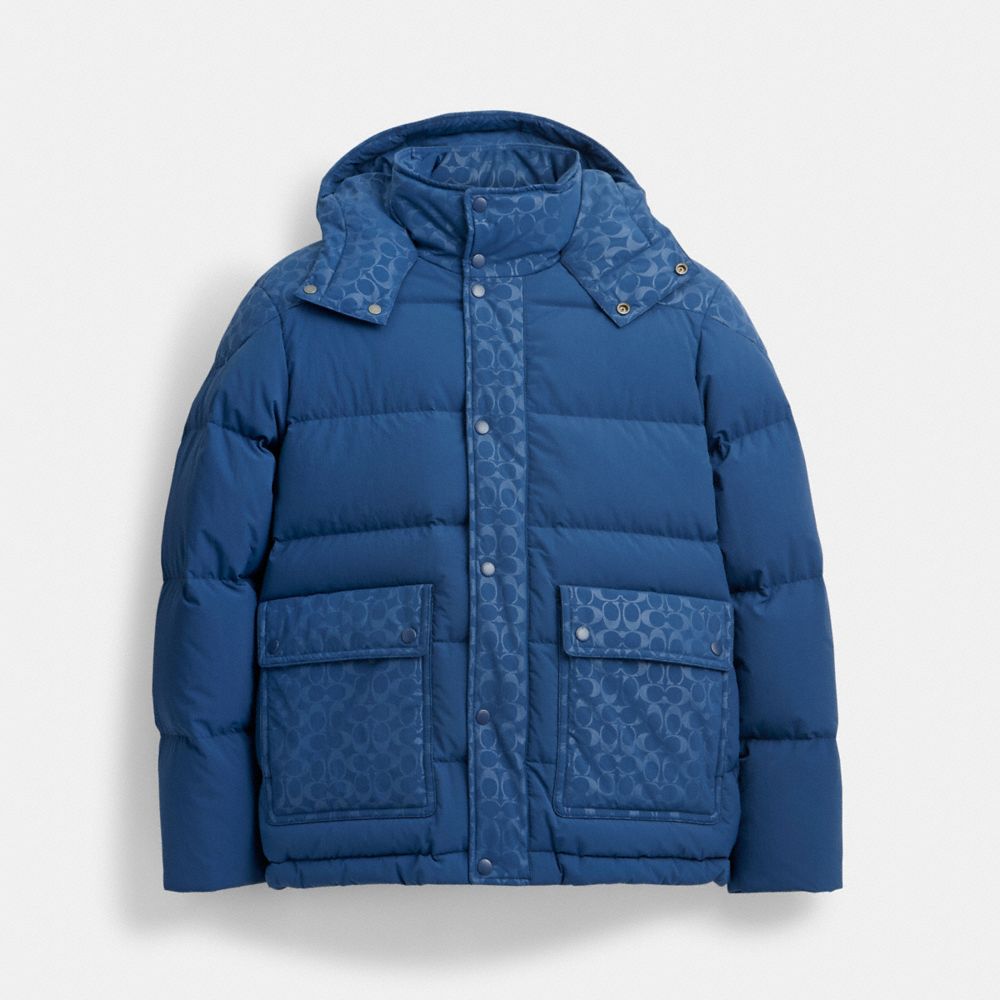 Deep Blue Men COACH® Signature Front Pocket Puffer Jacket | NZ AHL162