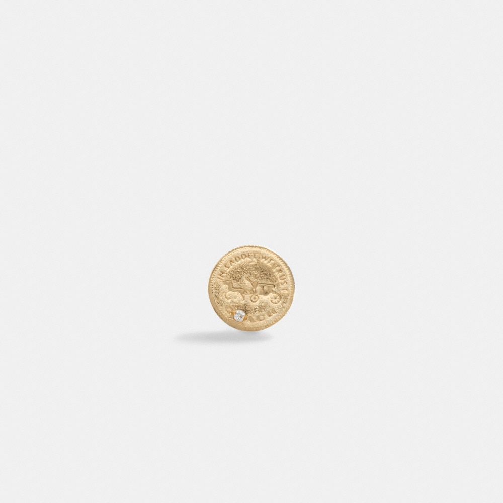 Gold Women COACH® 14 K Coin Single Stud Earrings | NZ JPA532