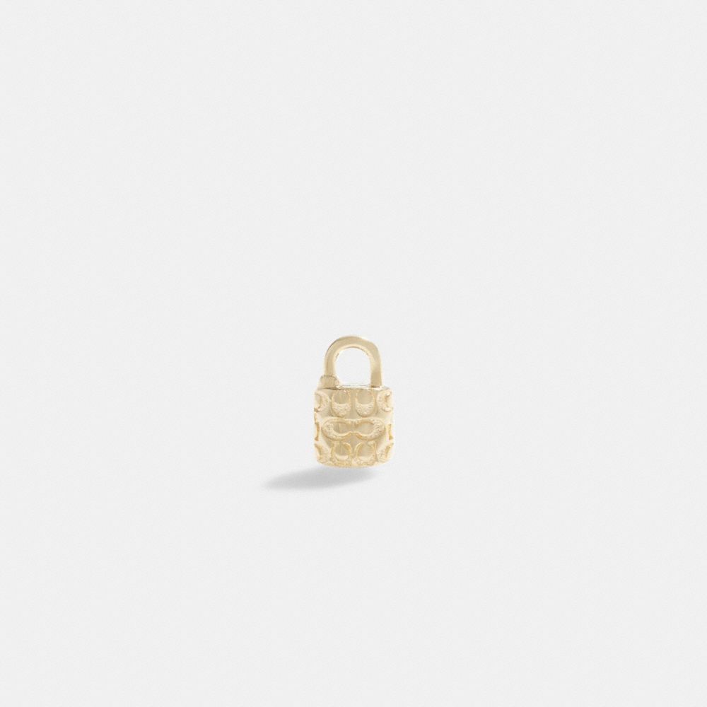 Gold Women COACH® 14 K Quilted Signature Padlock Single Stud Earrings | NZ ZUF535