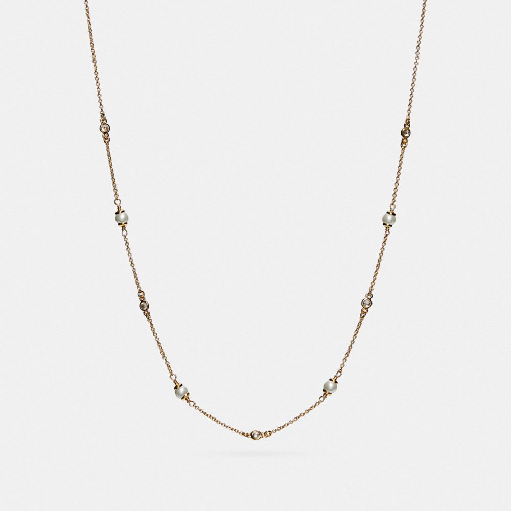 Gold Women COACH® Classic Crystal Pearl Necklace | NZ ILM575