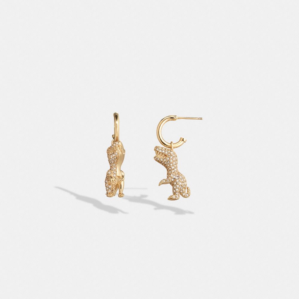 Gold Women COACH® Pavé Rexy Huggie Earrings | NZ JPE551