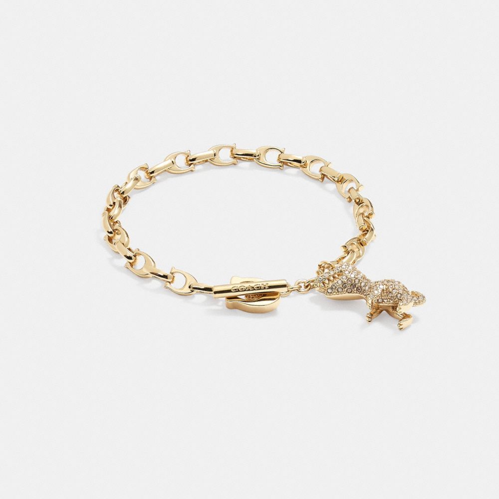 Gold Women COACH® Pavé Rexy Signature Chain Bracelet | NZ SGY527