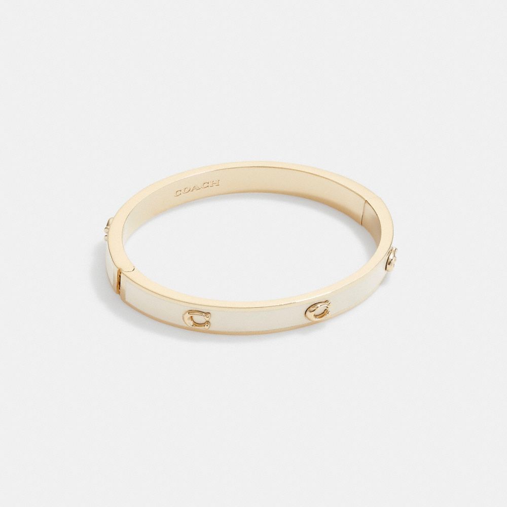 Gold Women COACH® Pegged Signature Hinged Bangles | NZ WNV517