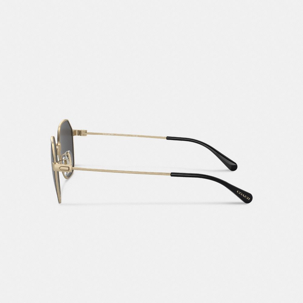 Gold / Black Men COACH® Hinged Geometric Round Sunglasses | NZ CTM277