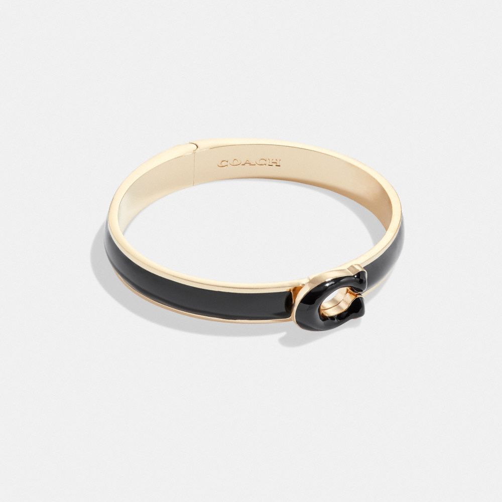 Gold / Black Women COACH® Tabby Enamel Hinged Bangles | NZ UZQ522