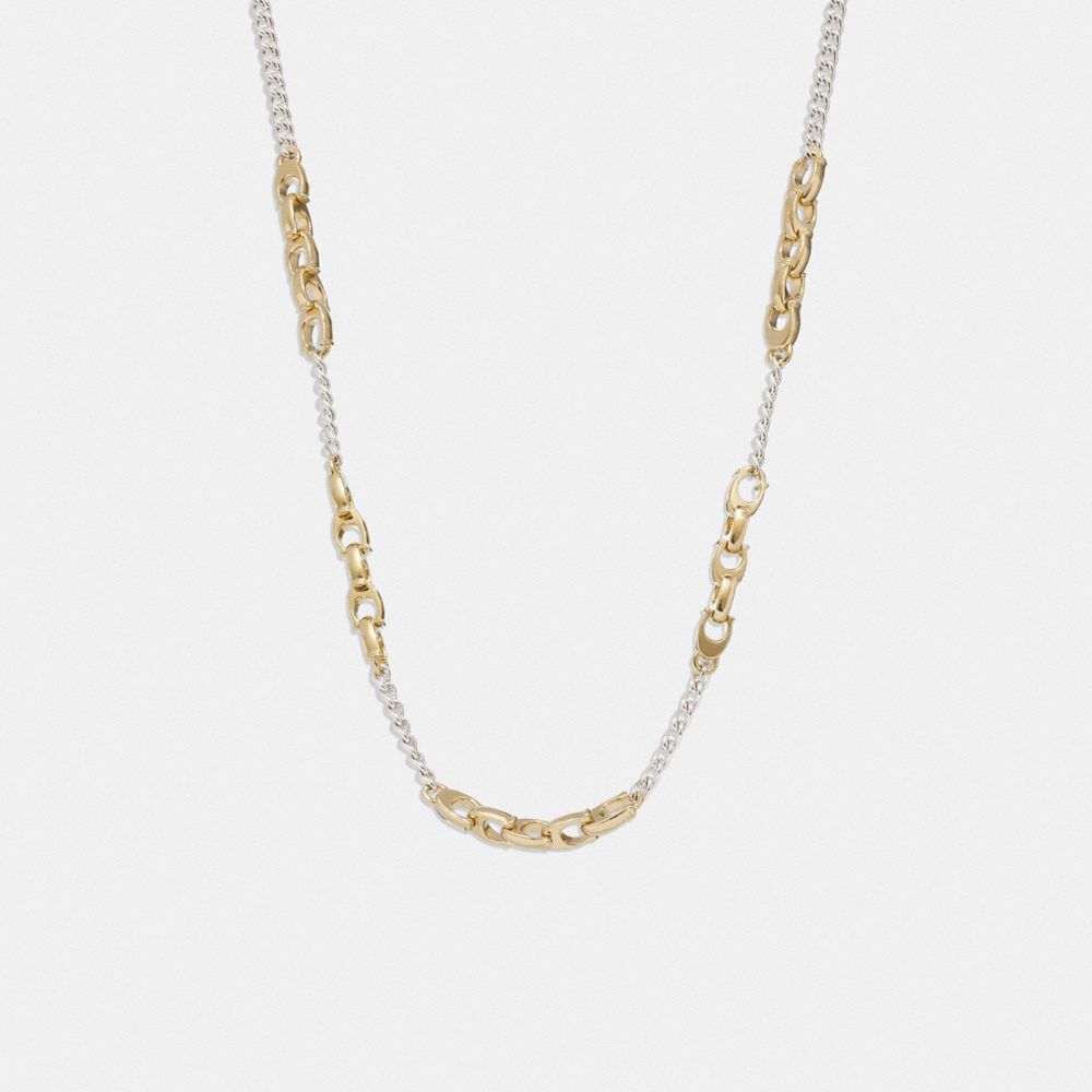 Gold / Silver Women COACH® Signature Mixed Chain Necklace | NZ MQK593