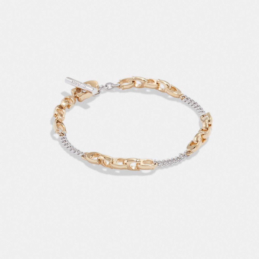 Gold / Silver Women COACH® Signature Mixed Chain Bracelet | NZ GSO530