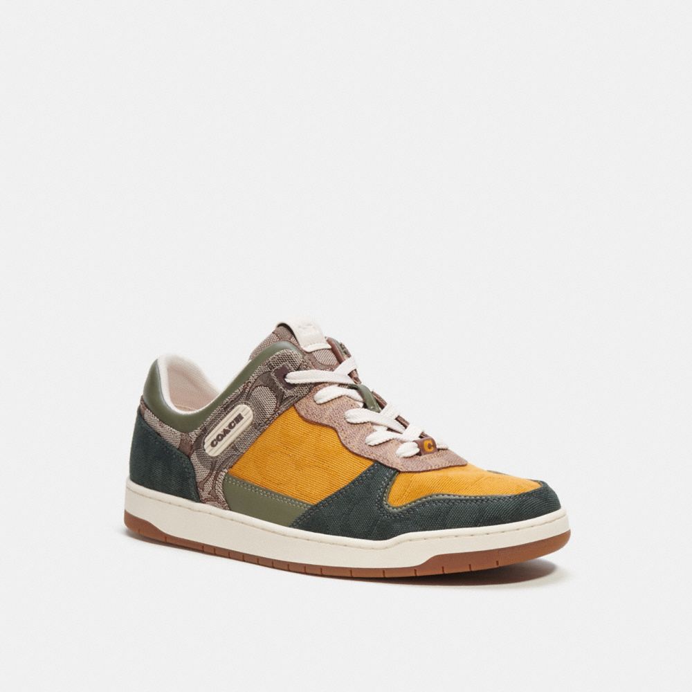 Green Men COACH® C201 In Mixed Signature Fabric Sneakers | NZ NWI124