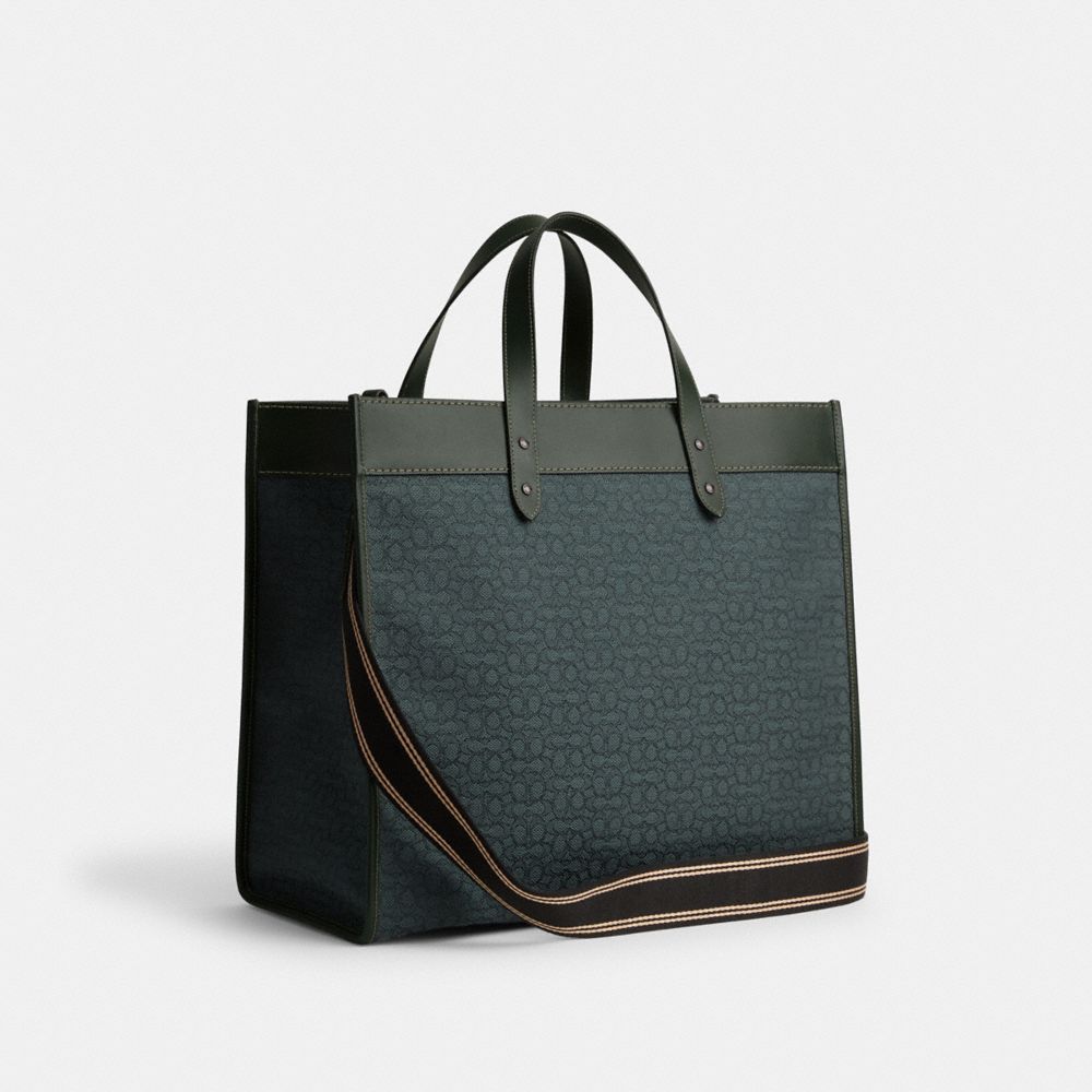 Green Men COACH® Field 40 In Micro Signature Jacquard Tote Bag | NZ CTP234