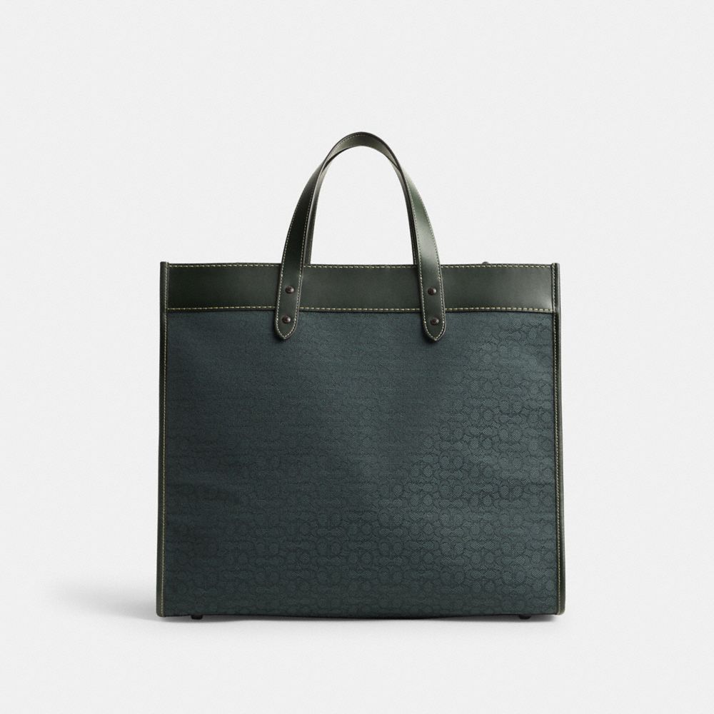 Green Men COACH® Field 40 In Micro Signature Jacquard Tote Bag | NZ CTP234