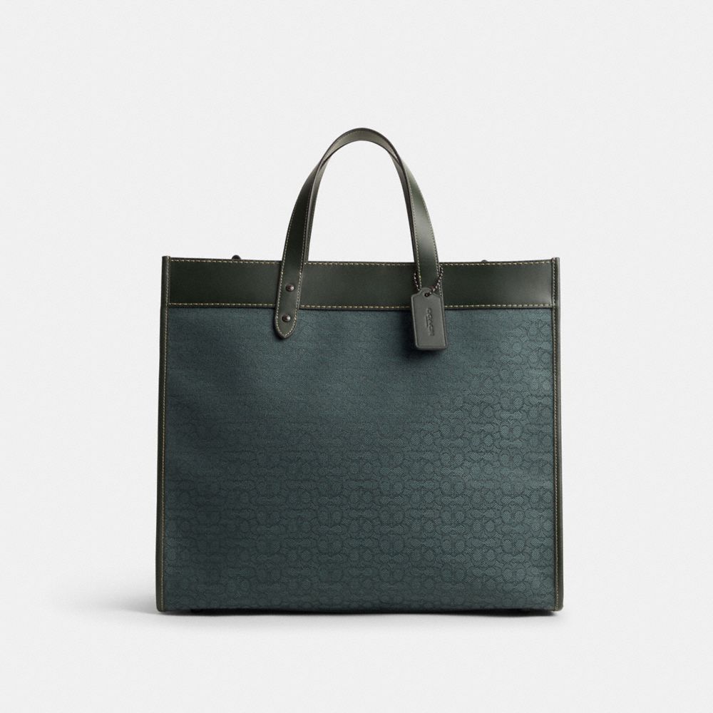 Green Men COACH® Field 40 In Micro Signature Jacquard Tote Bag | NZ CTP234