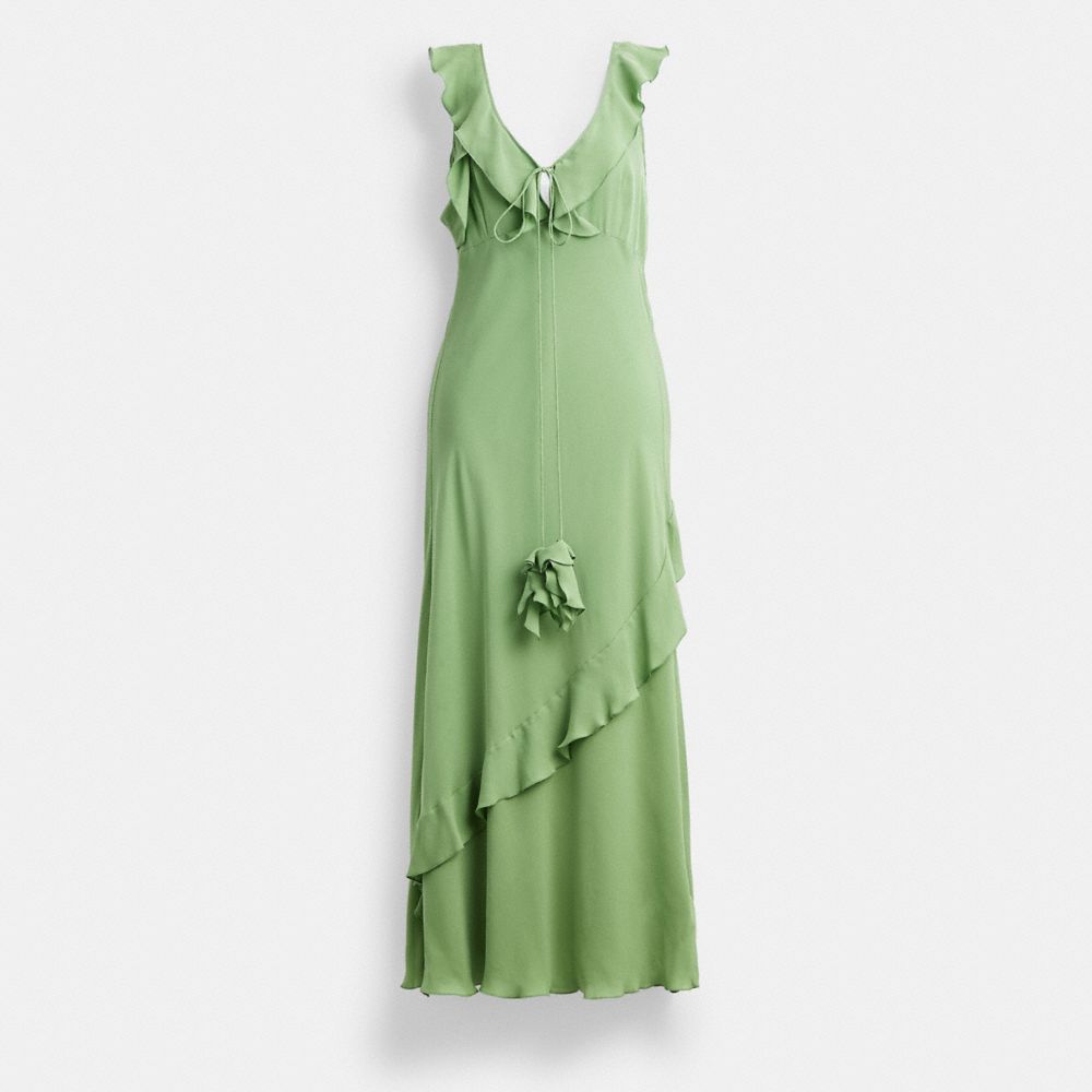 Green Women COACH® V Neck Bias Dress | NZ WNM413