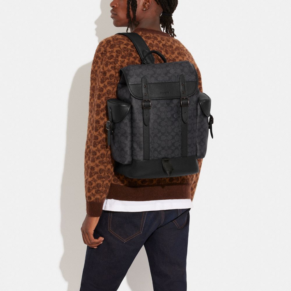 Grey Men COACH® Hitch In Signature Canvas Backpack | NZ FDZ190