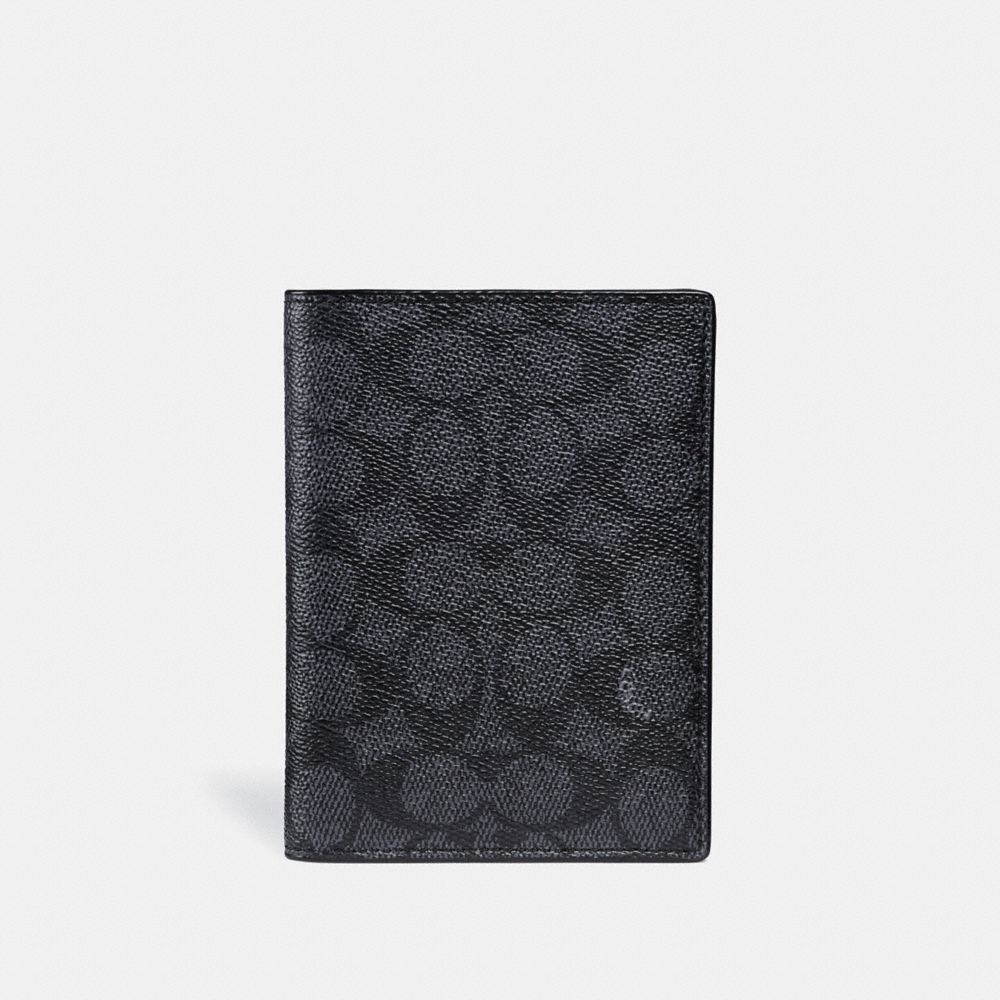 Grey Men COACH® Passport In Signature Canvas Card Case | NZ EBO206