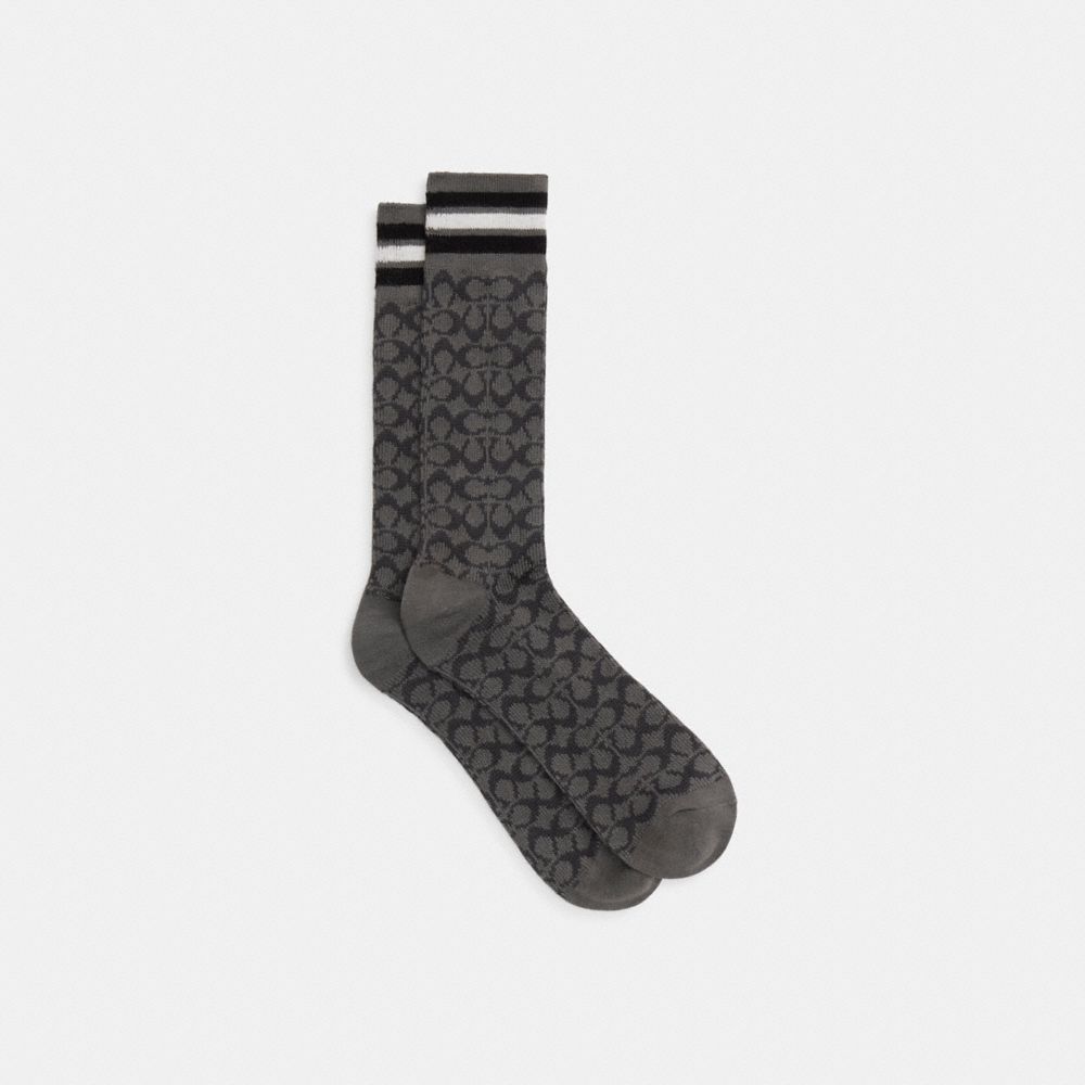 Grey Men COACH® Signature Calf Socks | NZ KOC273