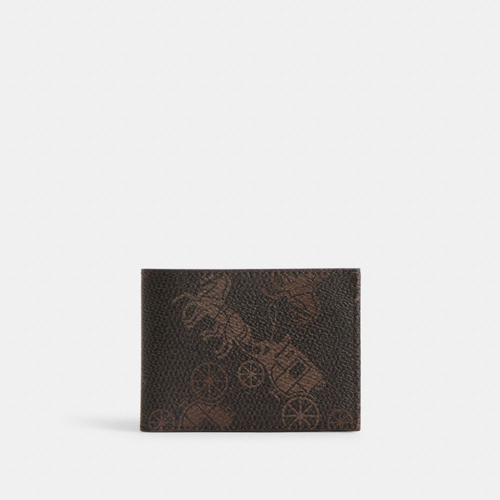 Grey Men COACH® Slim Billfold With Large Horse And Carriage Print Wallet | NZ YXM250