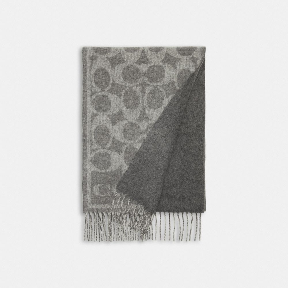 Grey Women COACH® Reversible Signature Cashmere Muffler Scarf | NZ OKU663