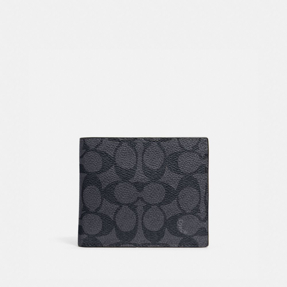 Grey / Black Men COACH® 3 In 1 In Signature Canvas Wallet | NZ KOF238