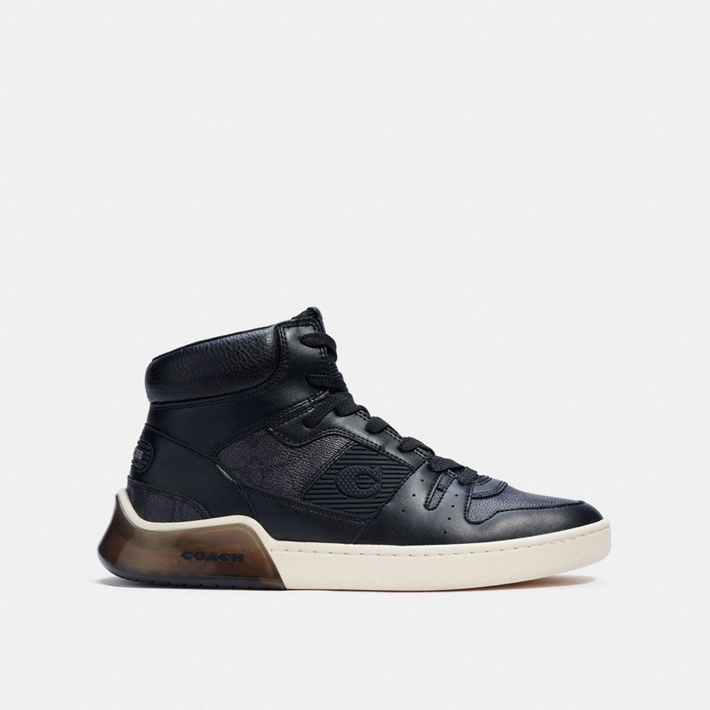 Grey / Black Men COACH® Citysole High Top In Signature Canvas Sneakers | NZ HAZ136