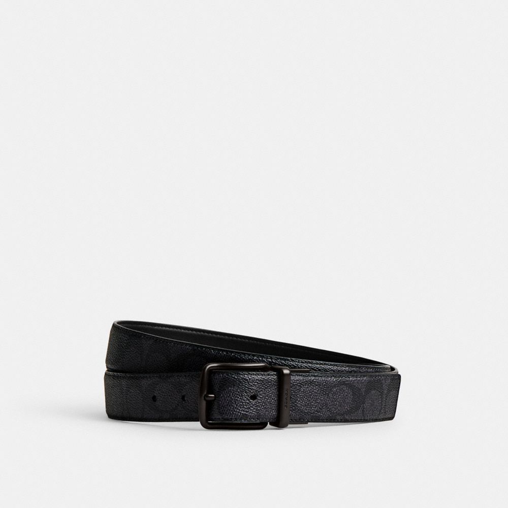 Grey / Black Men COACH® Harness Buckle Cut To Size Reversible, 38 Mm Belt | NZ YXP261