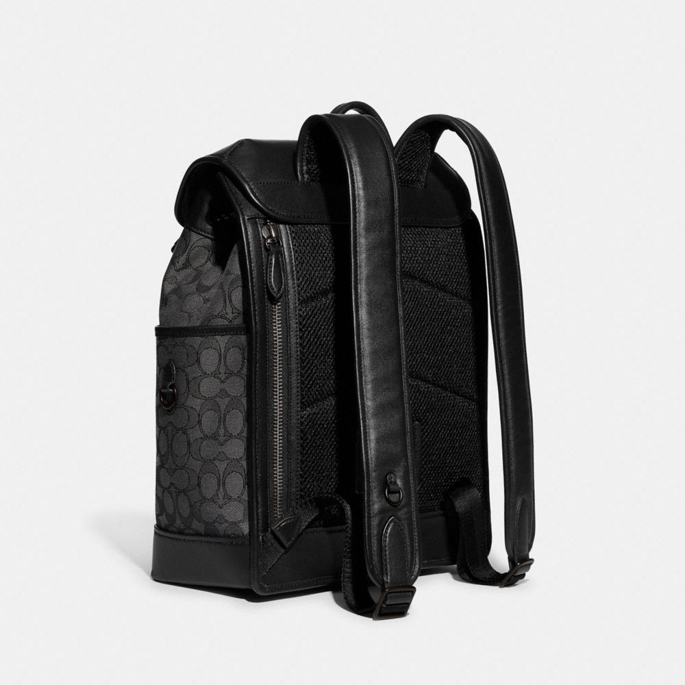 Grey / Black Men COACH® League Flap In Signature Jacquard Backpack | NZ SGC192