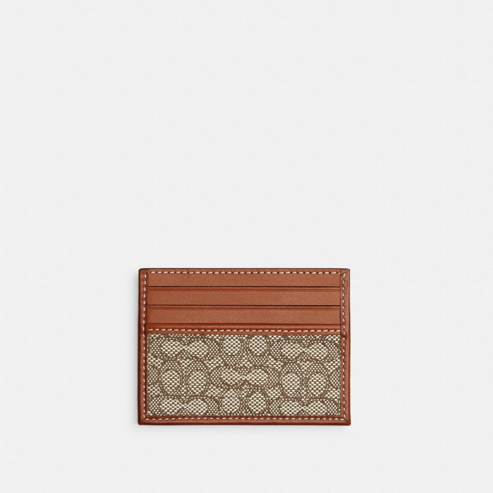 Grey / Brown Men COACH® In Micro Signature Jacquard Card Case | NZ TCW199