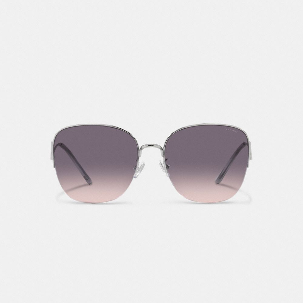 Grey / Pink Women COACH® Metal Rounded Sunglasses | NZ ZUI691