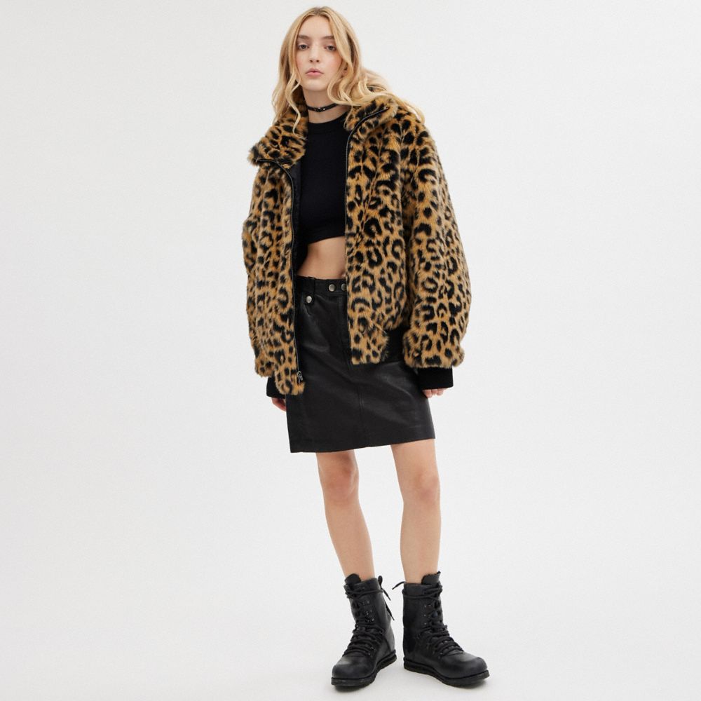 Leopard Women COACH® Printed Faux Fur Jacket | NZ CTZ433