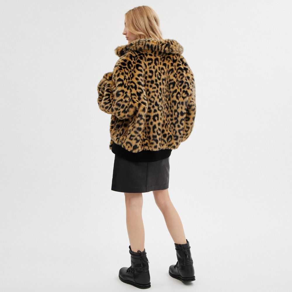 Leopard Women COACH® Printed Faux Fur Jacket | NZ CTZ433