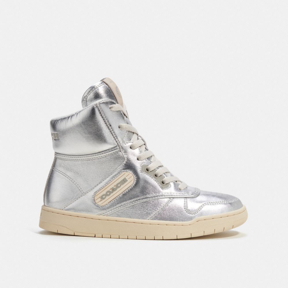 Metal / Silver Men COACH® C202 High Top In Metallic Sneakers | NZ ZUH132