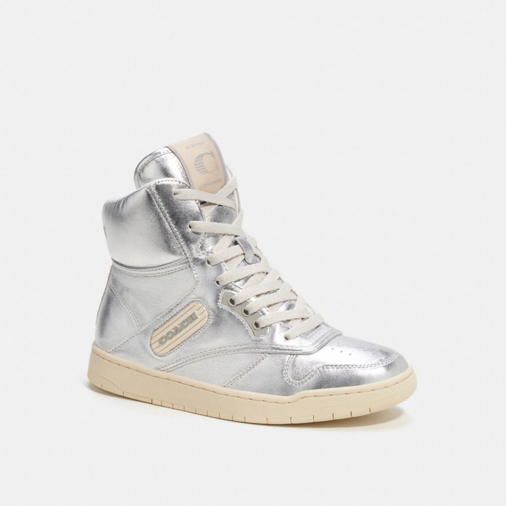 Metal / Silver Men COACH® C202 High Top In Metallic Sneakers | NZ ZUH132